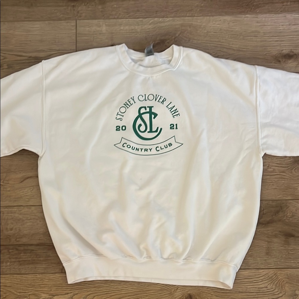 Stoney Clover Lane White and Green Sweatshirt